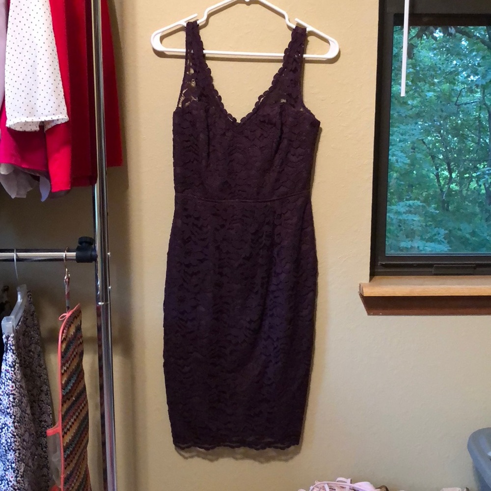 David’s Bridal size 0 lace plum dress, worn once!